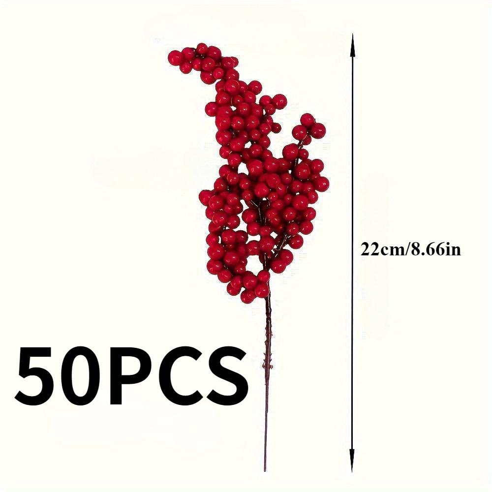 Xiaomi 50pcs Artificial Red Berry Branches Premium Microfiber Faux Fruit Sprays DIY Crafts Christmas Tree Wedding Home Decor New Year