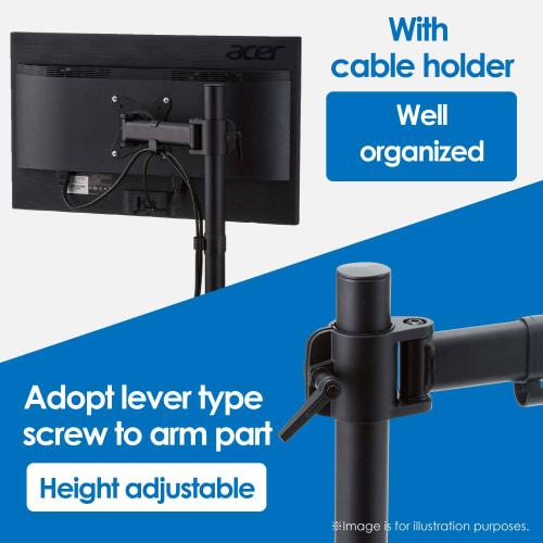 Elecom PC Monitor Arm Display Arm 2 Screen Rotating Long Load Capacity: 8.0kg (x2) Black DPA-DL01BK