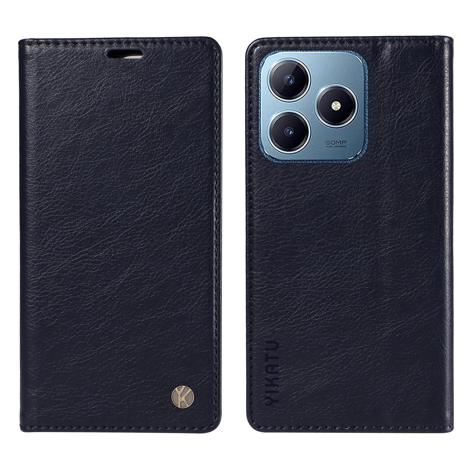 

For Realme Note 60x 4G/C63 4G/C61 4G Leather Case Litchi Texture Wallet Phone Cover Navy Blue