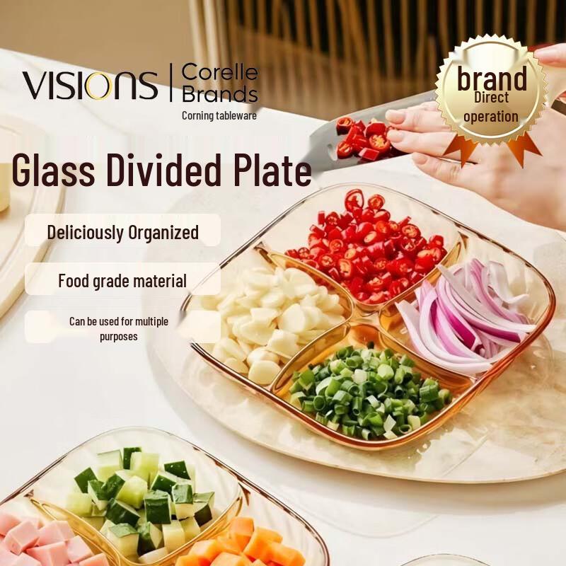 VISIONS Corning Crystal Divided Sauce Plate