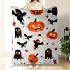 Comfortable And Soft Flannel Blanket with Pumpkin And Bat Patterns, Multi-Purpose, Suitable for Sofa/Bed/Car/Office