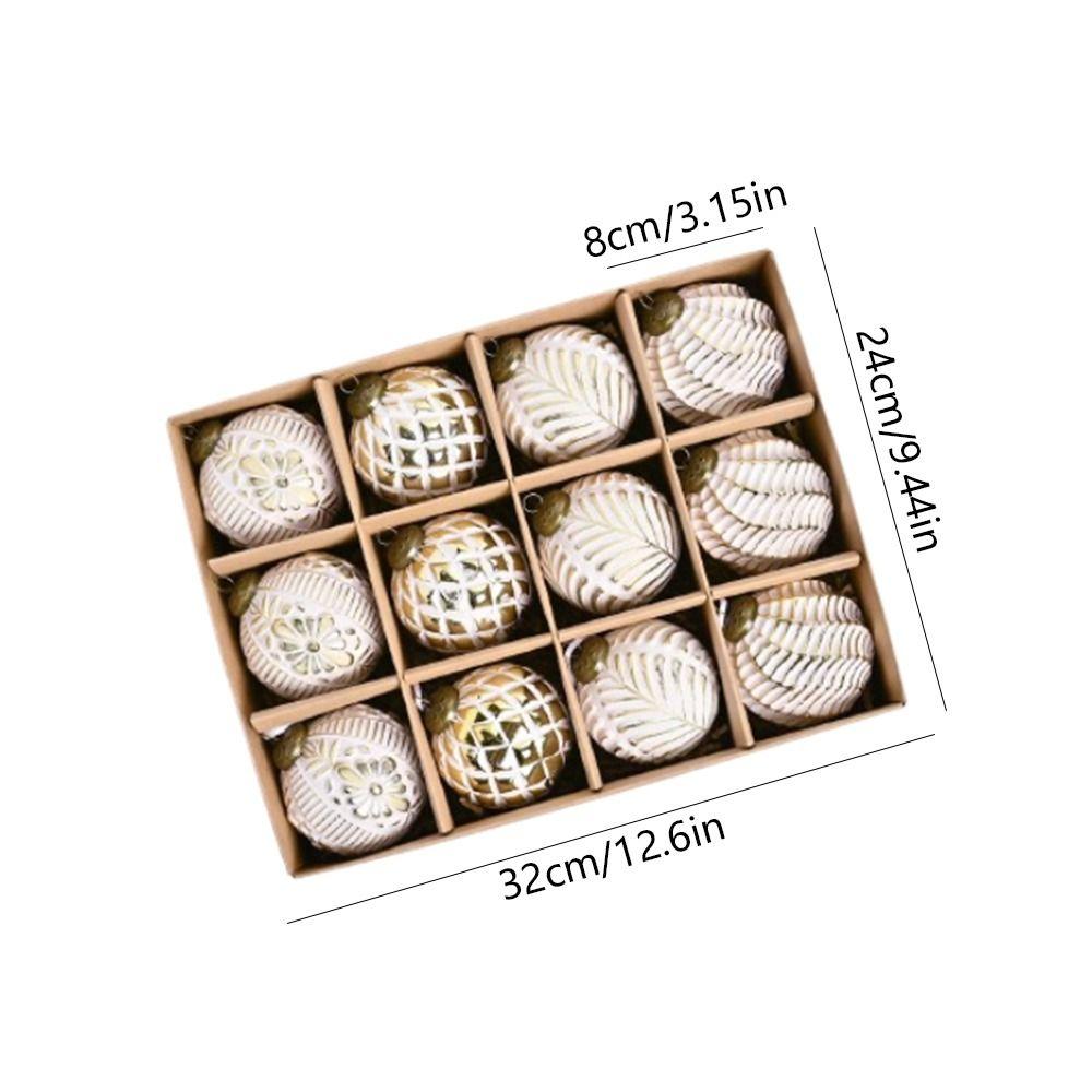 12pcs 8cm Painted Christmas Balls Pendant Shatterproof Xmas Tree Pendants Party Favors