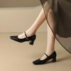 Scarpe col tacco alto da donna Primavera Autunno Nuove Tacco Chunky Esterno Mary Jane Moda Cinturino con Fibbia Lusso Comode Pumps da Festa