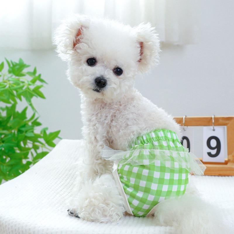 

Pet dog menstrual teddy anti-harassment physiological pants pet supplies menstrual pants plaid physiological pants Xs - approximately 1.5kg