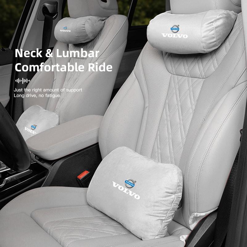 AALJ1 Volvo Car Headrest Support Cushion Suede Lumbar Pillow Accessories For 190h XC40 V70 XC XC60 XC90 V50 V90 R V40 SC60 S60 V60 C30
