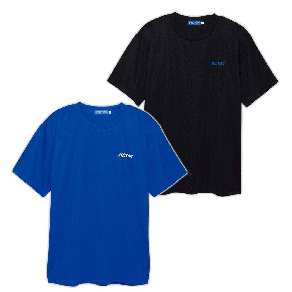 VICTAS Table Tennis Black Size 033455 T-Shirt V-TS063, Unisex, Practice, (0020), 2XS,