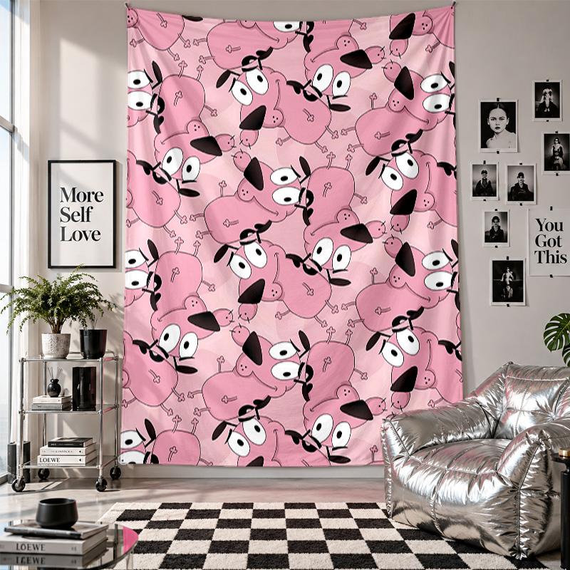 Wall TapestryCourage The Cowardly Dog Art Hanging Cloth Decorative Background Cover for Room Decoration