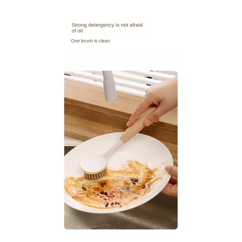 Jianma kartáč, Dřevěná rukojeť, Kartáč na mytí hrnců, Multifunkční dlouhá rukojeť, Kuchyňské čištění, Kartáč na nemastné hrnce, nádobí, mísy