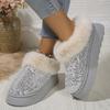 Women's Plus Size New Autumn Winter Chunky Sole Thickened Furry Snow Boots Sequin Upper