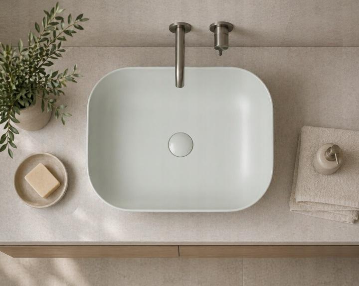 Bella Countertop Washbasin 50.5X40.5 CM Oval Light Grey Matt