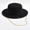 Nuovo Design Moda Cappello Fedora Per Donne Uomini Decorazione Catena Metallica Cappello Jazz Party Cappellini da Chiesa