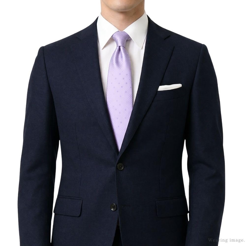 [D+Arts] Herren-Seidenkrawatte, Nishijin-Webart, Hergestellt in Japan, Einfarbig mit Punkten, Lavendel