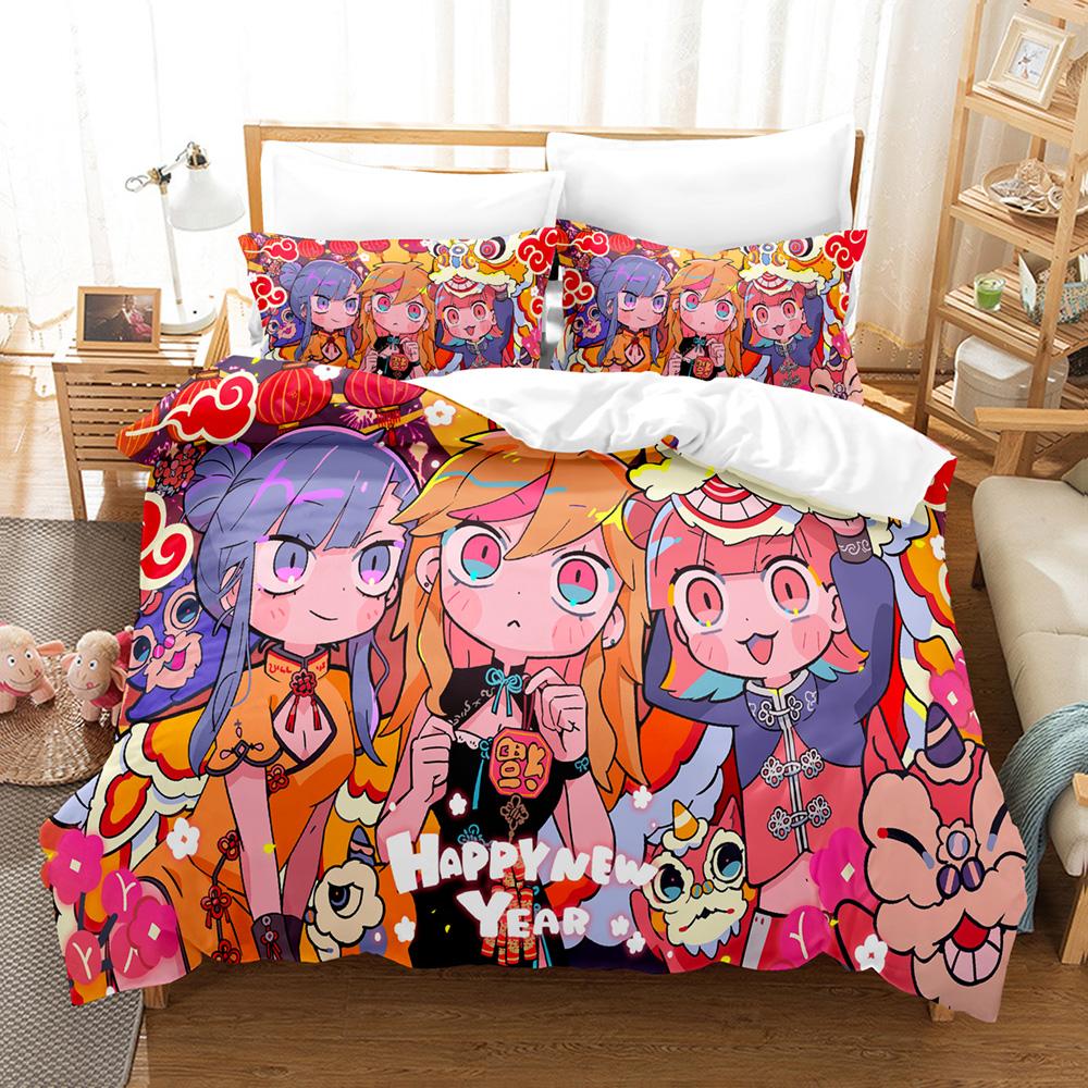 Marija Rin Muse Dash Rhythm Game Duvet Cover Set 3PCS Polyester Bedding With 2 Pillowcases Anime Music Text Art Home Decor