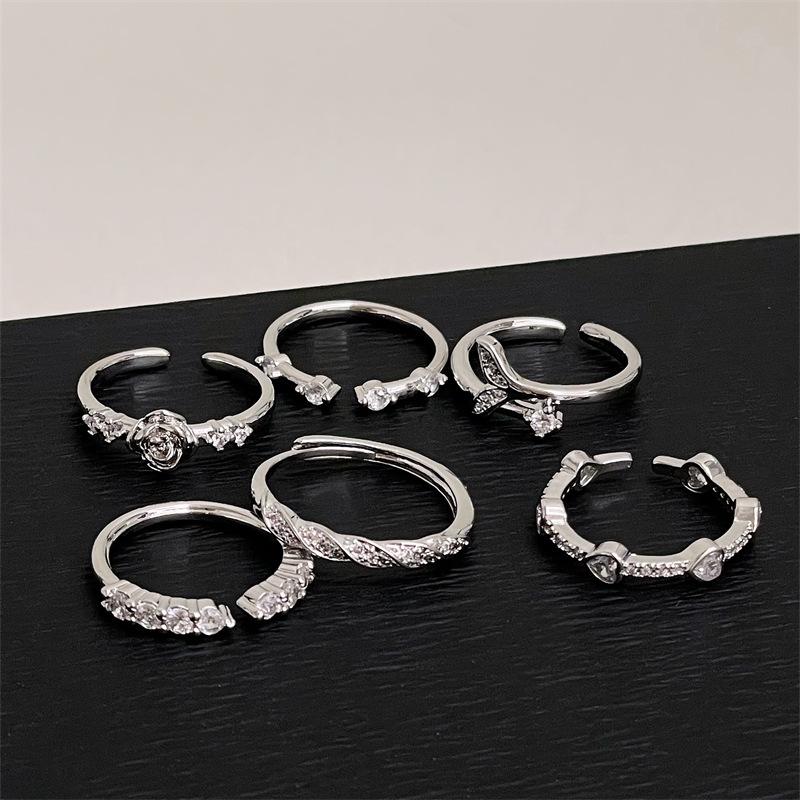 Simple And Fashionable Geometric Diamond-Encrusted Zir*****Pen Ring Niche Light Luxury High-End Cold Wind Accessories