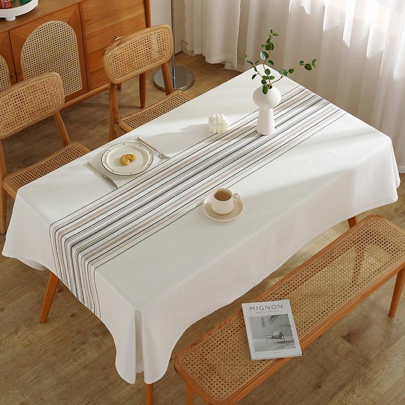 Simple Striped Tablecloth Cover Dining Table Cloth Tablecloth Table Mat Waffle Fabric