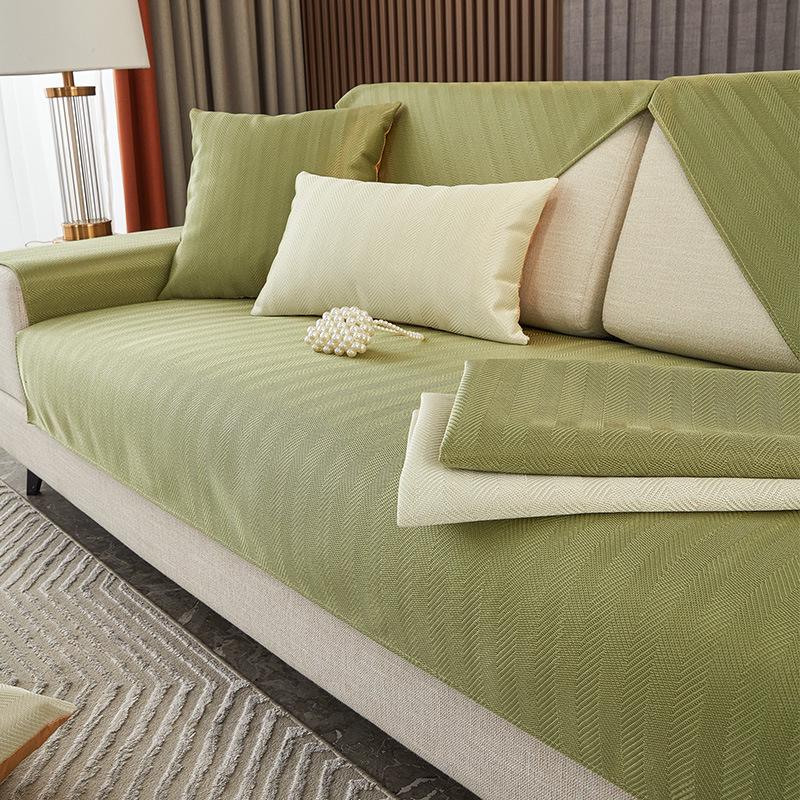 Ice Silk Sofa Cushion Set - Summer Cool Non-Slip Full Cover with Backrest, 2025 Edition