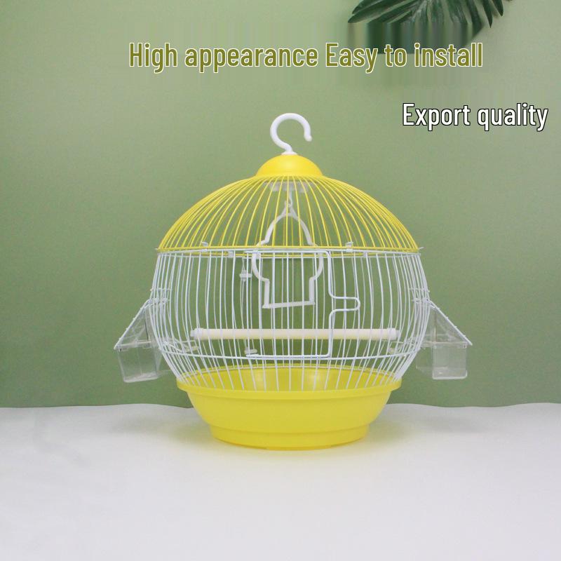 A302 Portable Finch and Budgie Birdcage - Round, Metal and Plastic Design