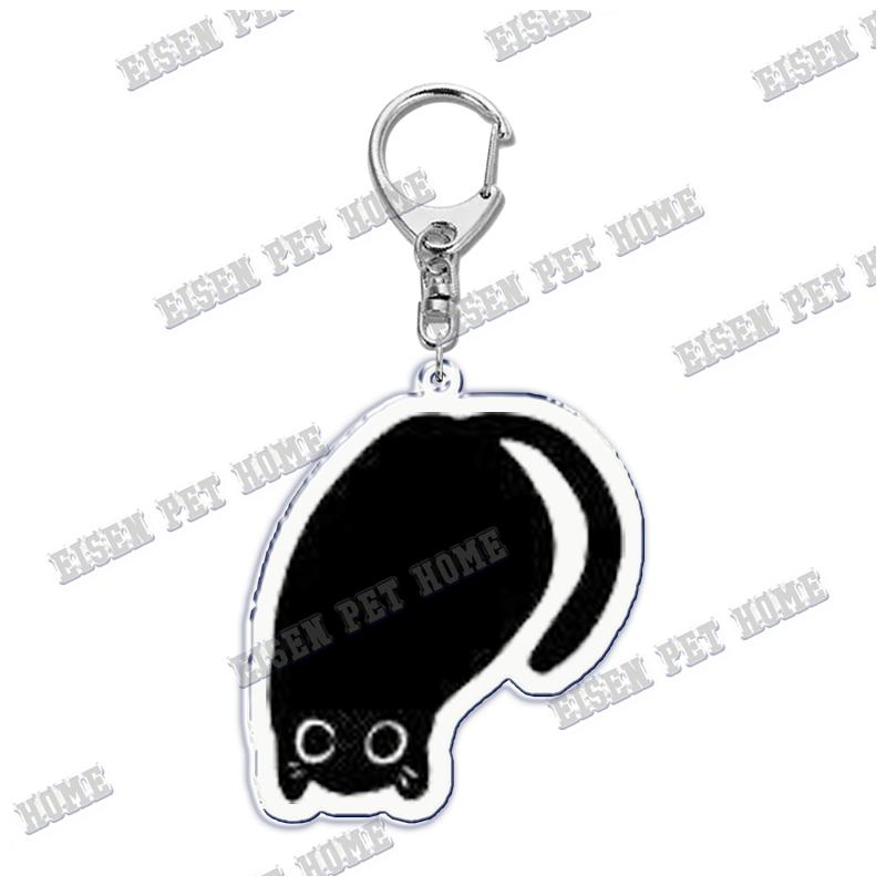 Cute Cartoon Cat Pet Keychain KeyRing Fashion Funny Black Cat Popular for Bag Pendant Llaveros Aaccessories Gift