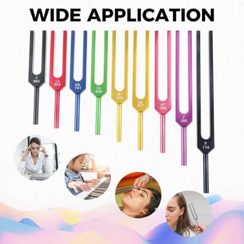 Bskivd Tuning Fork Set, 9 Color Tuning Forks for Chakra Healing, Sound Therapy, and Perfect Harmony of Body, Mind, and Spirit