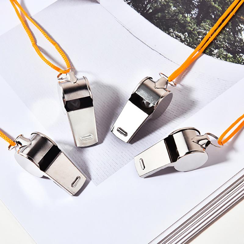 Loud Metal Whistle Team Sport With Rope Strong Sport Whistle Compact Wear Resistant Stainless Steel Whistles Lifeguards