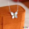 S925 Sterling Silver White Butterfly Natural Stone Necklace for Women Light Luxury Simple Fashion Collarbone Chain