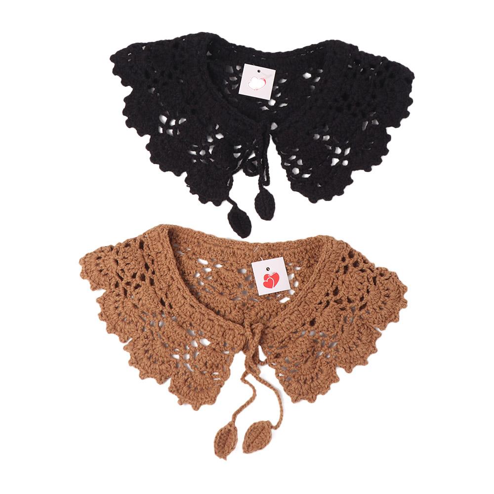 Detachable Hollow Out Crochet Shawl Round Neck Blouse Shoulders Fake Collar Knitted Scarves Spring