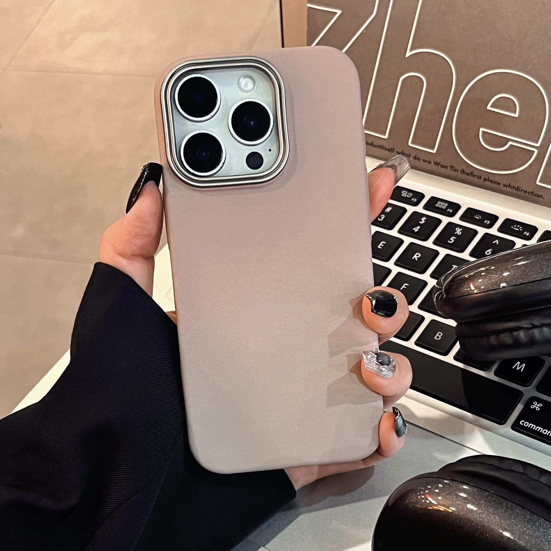

Simple solid color all-inclusive PC case for iPhone16promax phone case 15titanium gray lens hard case anti-drop case iPhone 16E