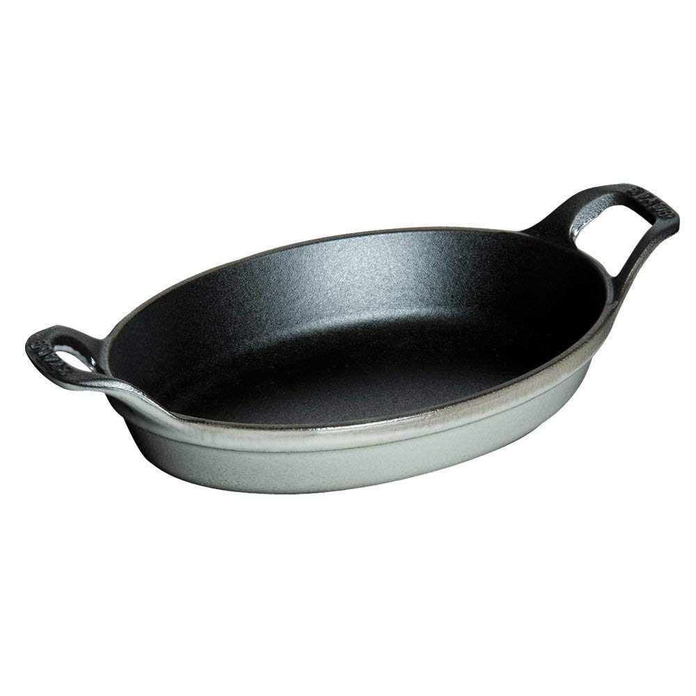 Staub Stohovatelná mísa Šedá smaltovaná železná gratinovací mísa Japonská mísa "Oválná 24 cm" [Autorizovaný produkt] 40509-562