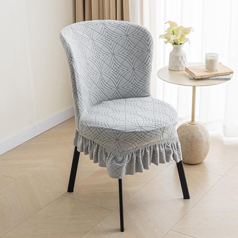 Modern Simple Circular Arc Lattice Fleece Elastic Round Seat Cushion Cover, Chair Cover, Restaurant Thickened Backrest Integrated