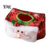 Red Flannel Tissue Box Christmas Cover, Santa Face Holiday Napkin Dispenser Sleeve, Non-Woven Fabric Winter Home Decor Holder for Office Party,