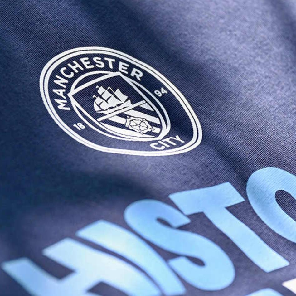 Puma Mcfc Champion Tee Navy Crew Neck Letter Number Print Pullover Short Sleeve T-Shirt Men Tops 78346606