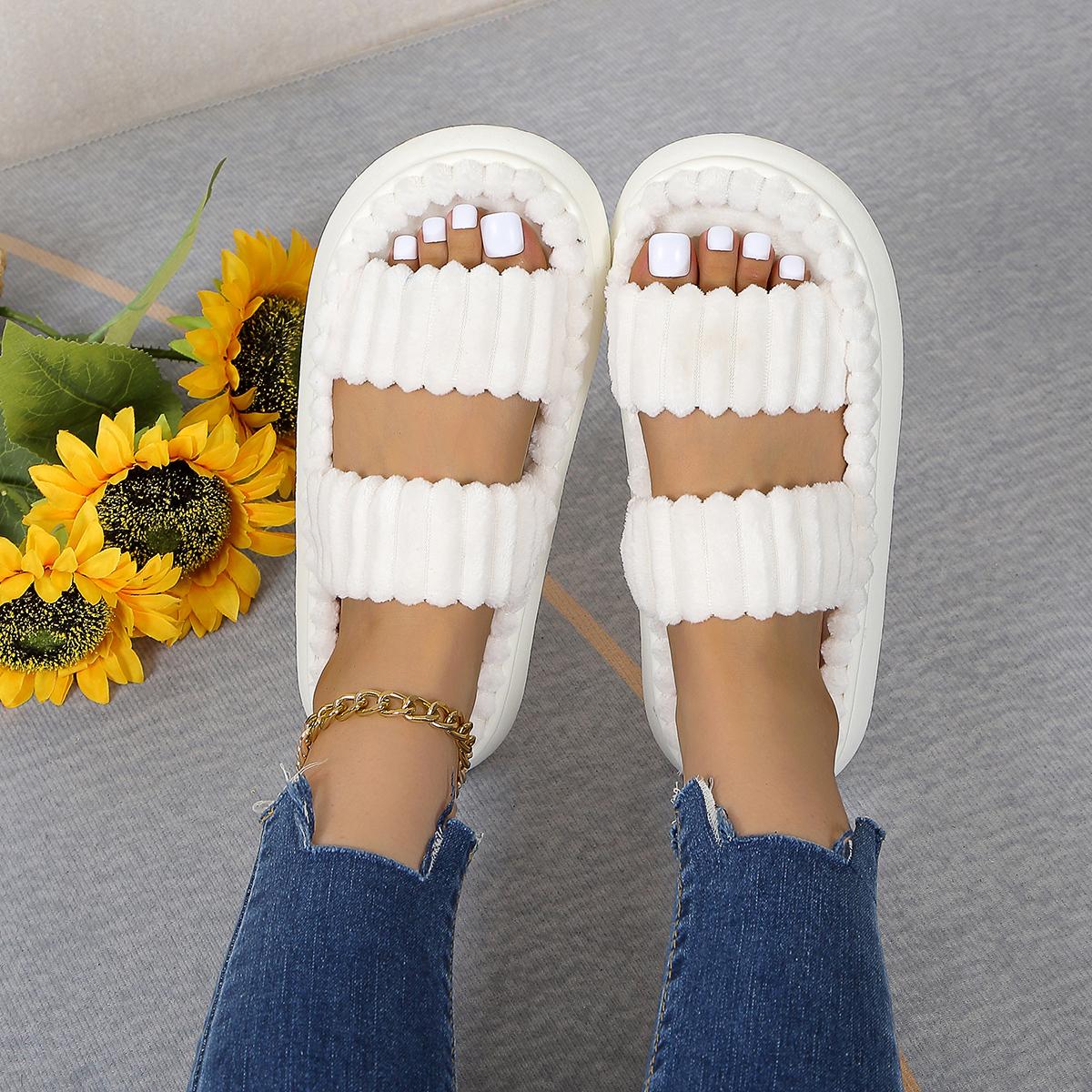 

2024 зимние однотонные льняные тапочки 36-45 размера женские домашние тапочки бытовые хлопковые нескользящие толстые бесшумные туфли для пары домашние тапочки 44-45 белый