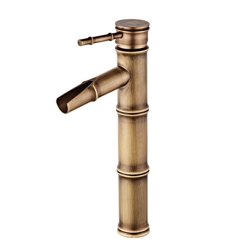 Elevated Brass Antique Single-Handle Hot & Cold Basin Faucet