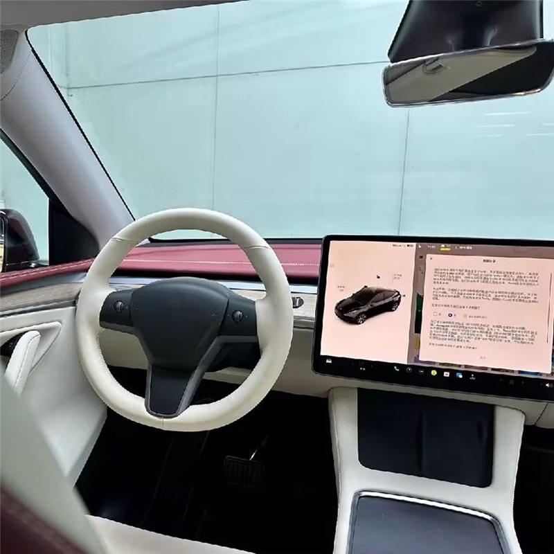 Coprivolante per Auto Cucito a Mano Accessori Auto Bianchi Per Tesla Model 3 Model X Model Y Model S-M53K