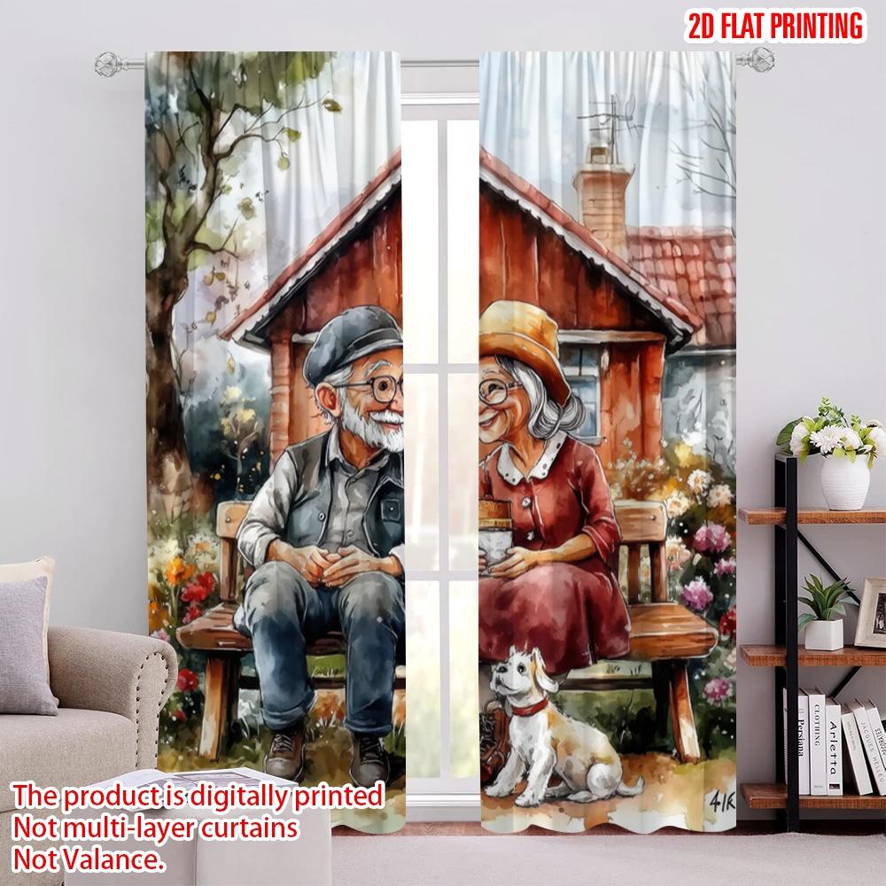

2 шт., 2D-печать на плоскости Шторы и оконный декор Уютная коттеджная сцена Универсальная полиэстеровая ткань (без удилища) Уличные украшения 52.50 × 116.00 cm 2 pcs