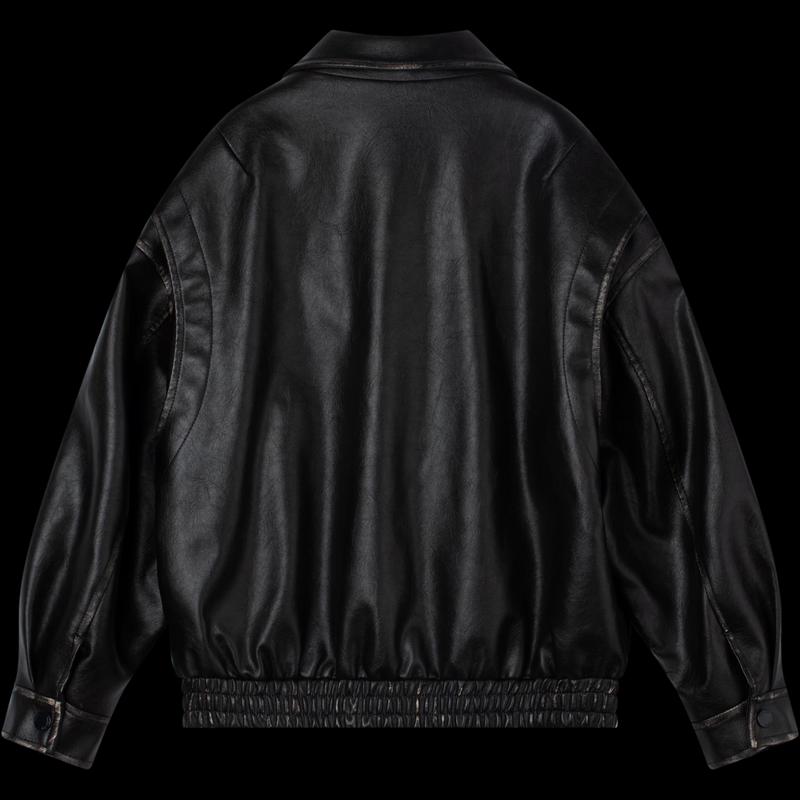 Mucmukn Kids' Vintage Distressed Quilted Leather Jacket