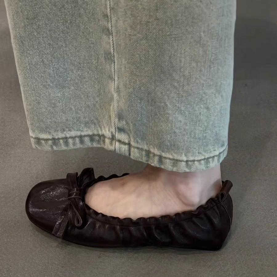 IPPEUM Women Ballet Flats Shoes Round Toe 2025 New Red Silver Mary Janes Ballerina Shoes