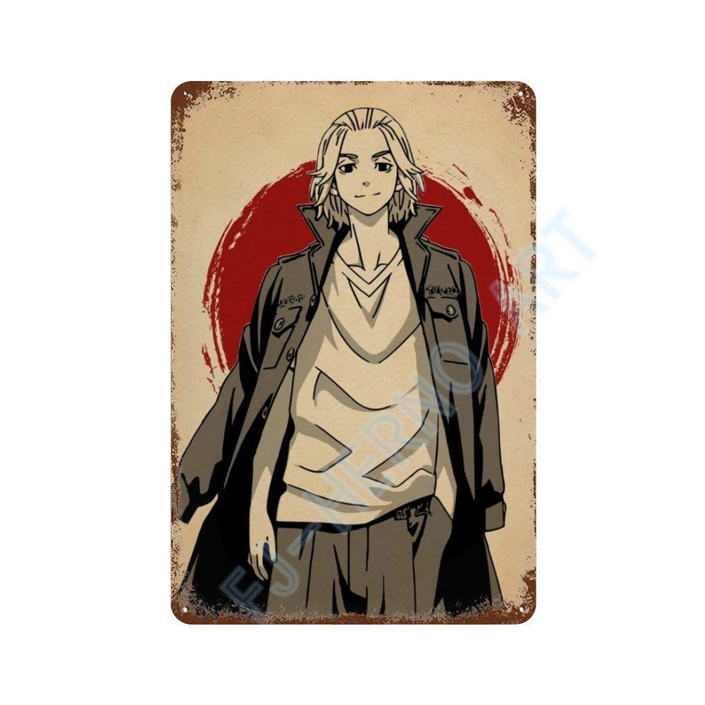 Japan Retro Anime Demon Slayer My Hero Academia Jujutsu Kaisen Metal Tin Sign Plaque Wall Art Home Kids Room Decorative Plates