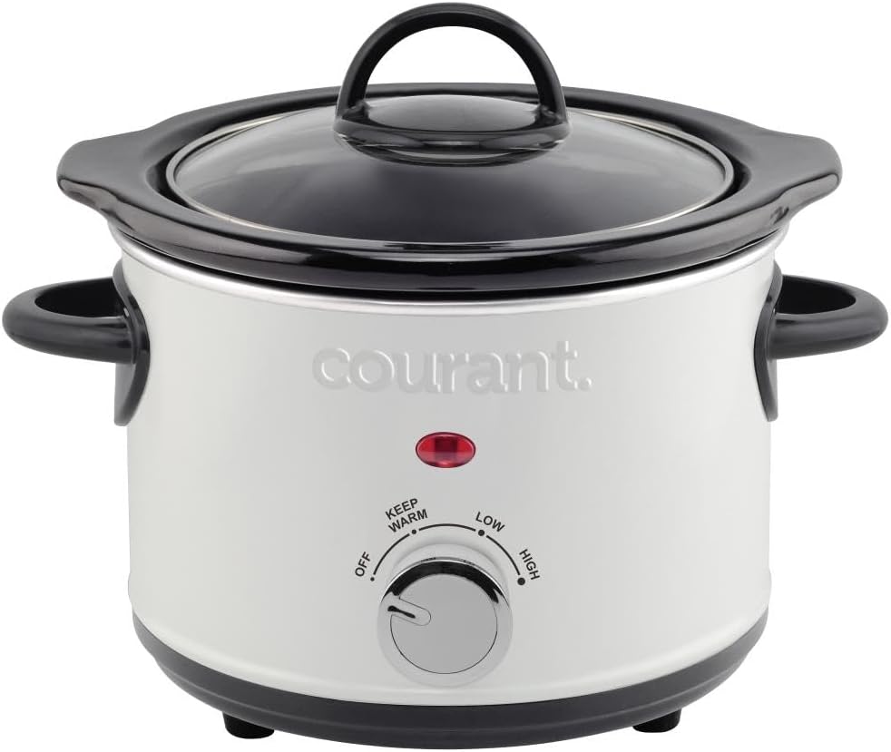 

Slow Cooker Mini, Electric Round Ceramic pot, Adjustable Temp, Entrees, Sauces, Stews & Dips, Cool Touch Handles, United States