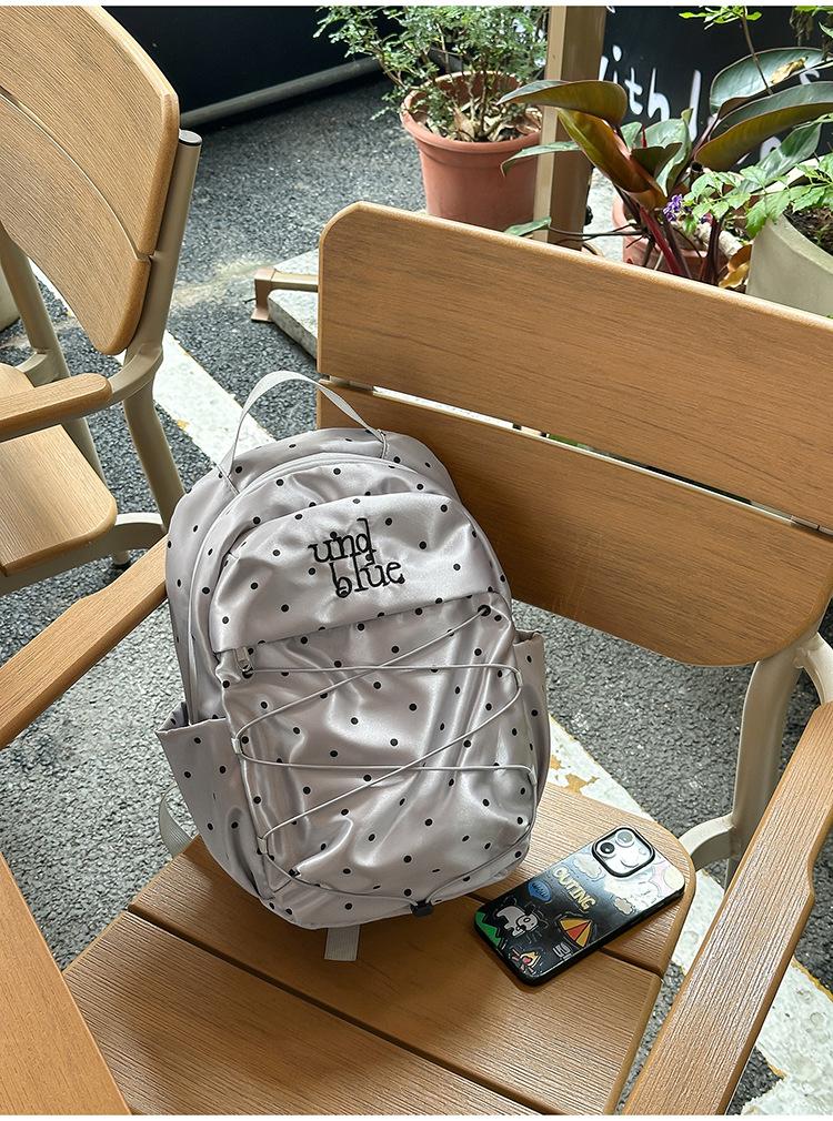 Schoolbag New High-value Japanese Ins Fresh and Sweet Polka Dot Backpack Junior High School Students Lightweight Large-capacity Backpack