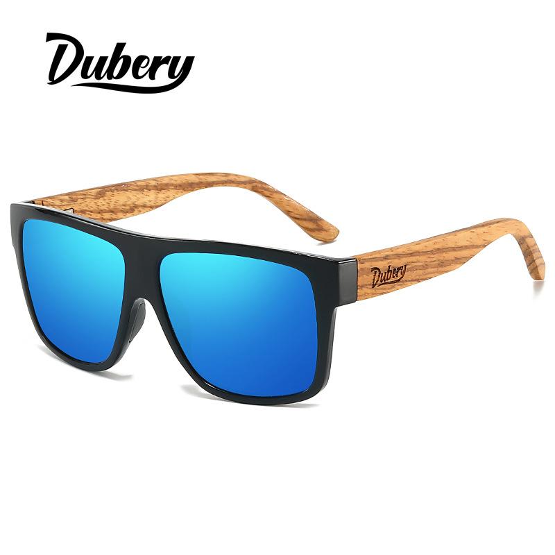 DUBERY New zebra-patterned wooden sunglasses, men's and women's, with black walnut frames and polarized lenses D0