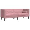 Vidaxl Chesterfield Sofa with Rollers, Three-Seater, Pink, Velvet