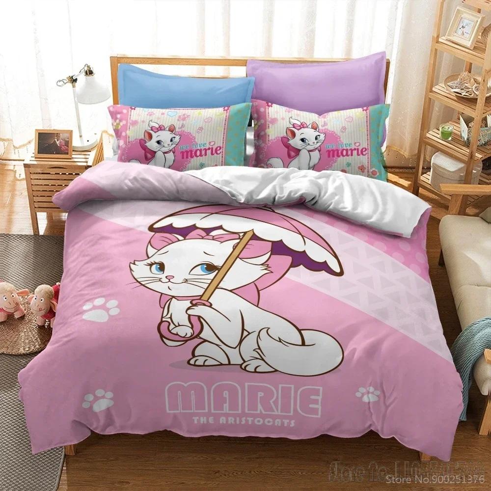 3D Print Cartoon Marie Cat Duvet Cover Set HD Comforter Cover for Kids Bedding Sets Bedclothes Bedroom Decor