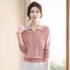 Autumn Stripe Knit Lapel Top for Middle-Aged and Elderly Women - New 2026 Style