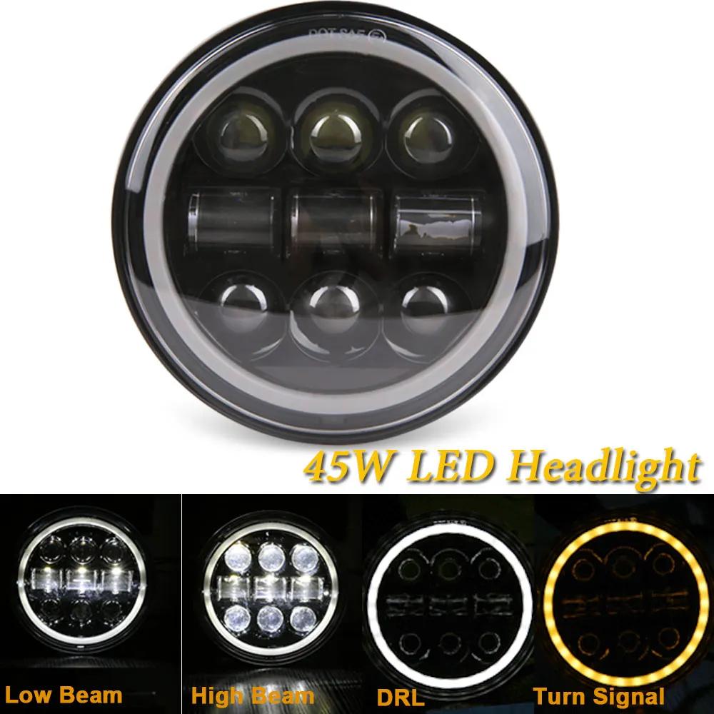 5.75 Inch Black Halo Angel Eyes LED Headlight For Triumph Sportster 1200 883 Street 500 750 5-3/4" Projector Round Headlamp