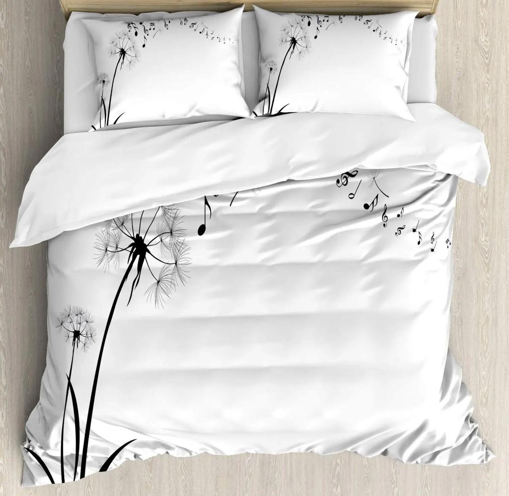 Art Soft with Soft Fabric Duvet Cover Dpluselion Flower Arangement Petals Doves Flying Silhouetes Fantasy Bloms Decorative Beding Turquoise Brown