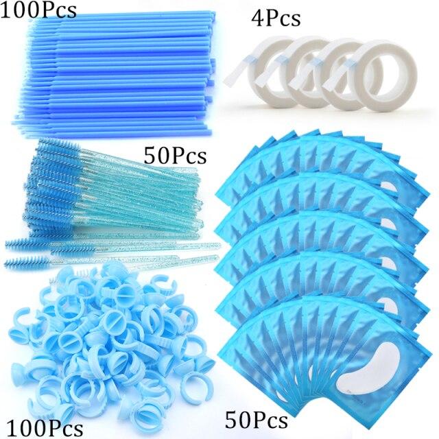 Eyelash Extension Supplies Kit Mascara Applicator Lashes Brush Crystal Cotton Swabs Glue Ring Tape Eye Pad Eyelashes Makeup Tool