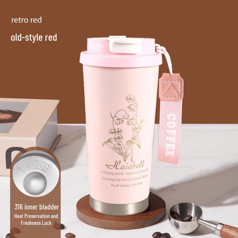 Premium Lily 316 Stainless Steel Insulated Coffee Cup - Simple, Portable, Large Capacity, Customizable