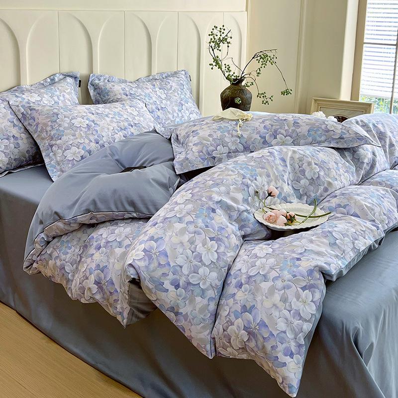 Pure Cotton Fresh Style Bedding Set: Modern Minimalist Duvet Cover, Sheet & Fitted Sheet for Spring/Summer