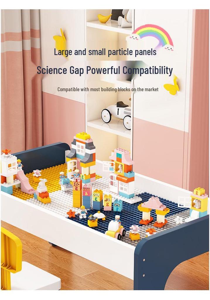 Children's Multifunctional Toy Table with Large Building Blocks